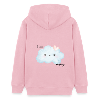 I Am Happy Kinder Hoodie – Nachhaltiger Hoodie mit süßem Wolken-Motiv 🌥️💖 - Hellrosa