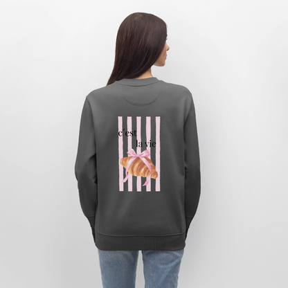 Sweatshirt „C’est la vie“ – French Chic Design aus 100 % Bio-Baumwolle - Anthrazit