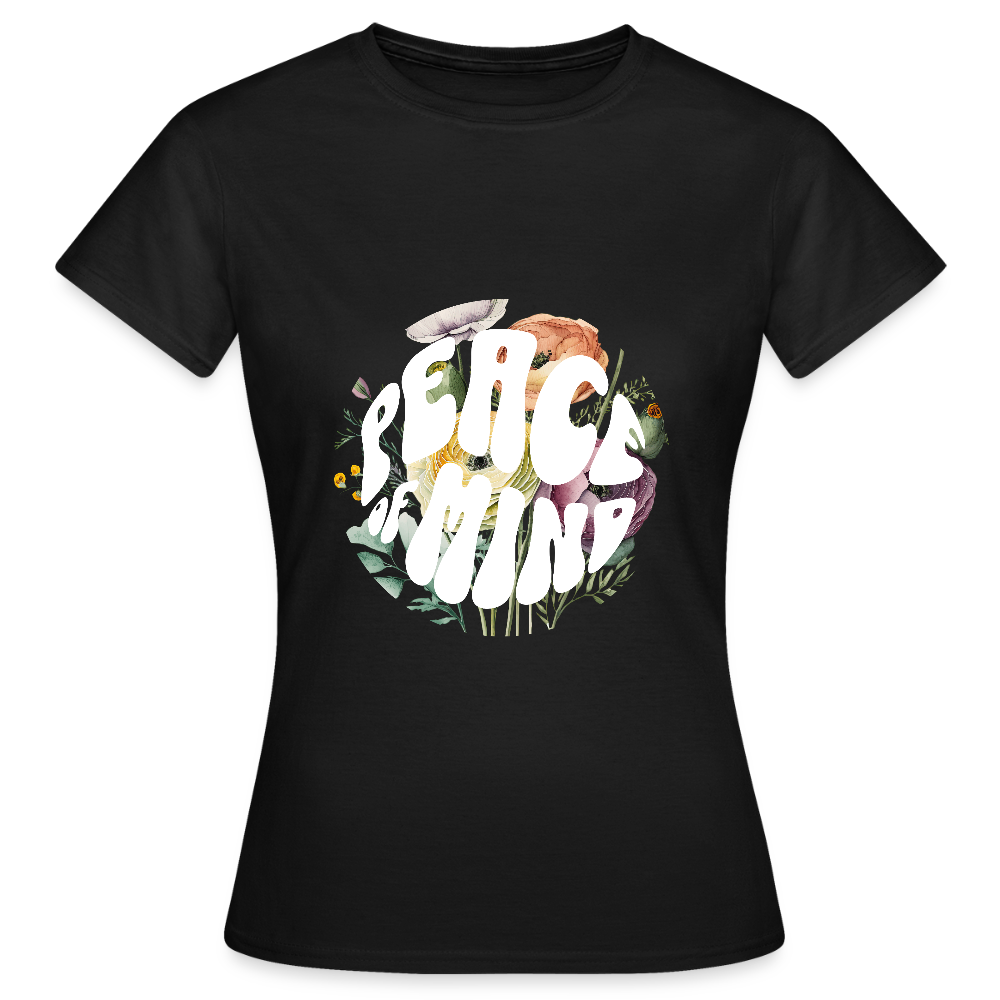 Peace of Mind T-Shirt – Boho Floral Retro Shirt | Achtsamkeit & innere Ruhe Design - Schwarz