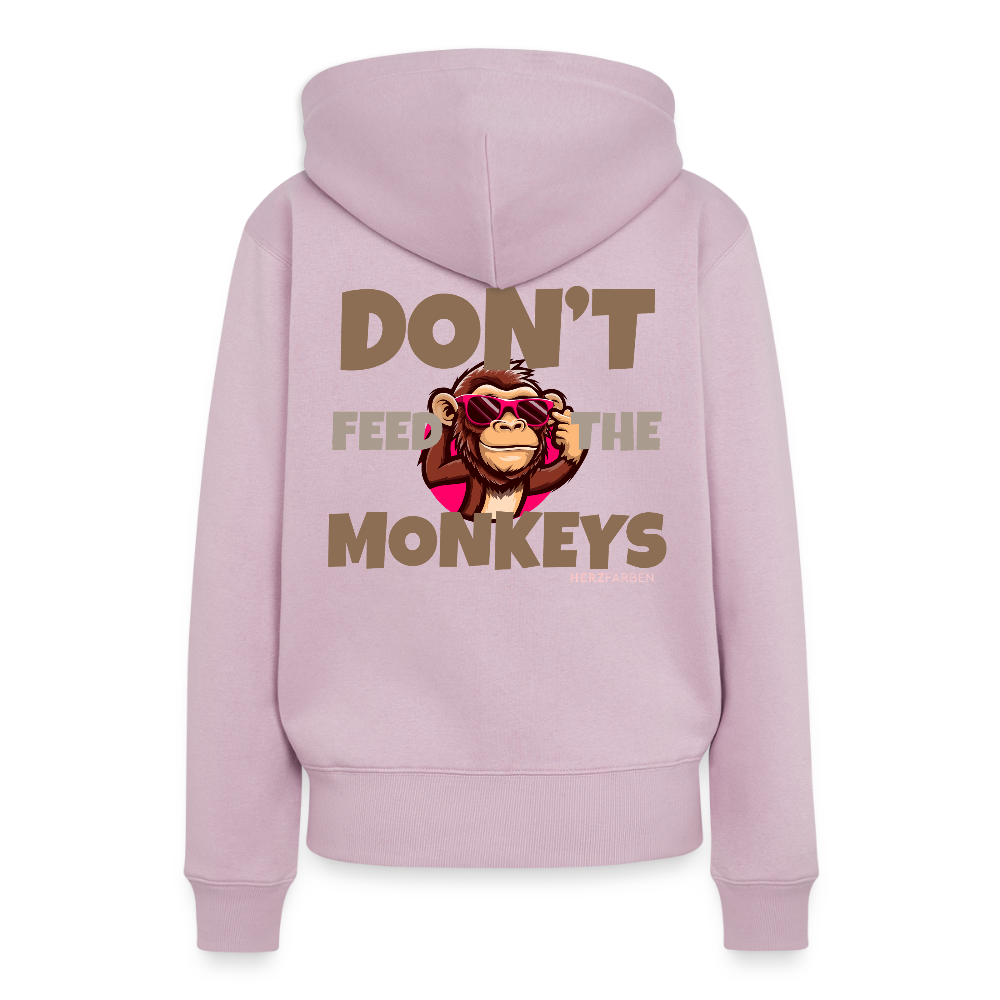 Herzfarben Damen Hoodie – DON’T FEED THE MONKEYS - Altrosa