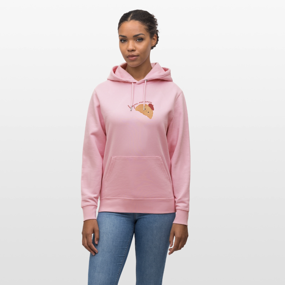 Hoodie „Bonjour, mon amour“ 🥐 | Bio-Baumwolle | Französischer Style - Hellrosa