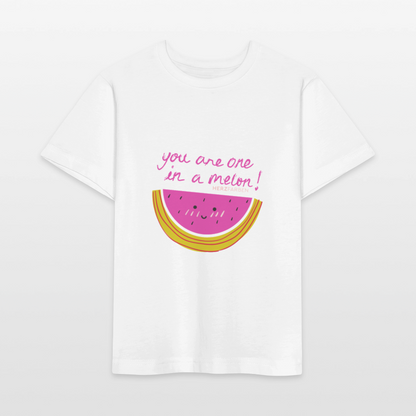 Herzfarben Kinder T-Shirt „You Are One in a Melon“ – Kindershirt aus 100 % Bio-Baumwolle - Weiß