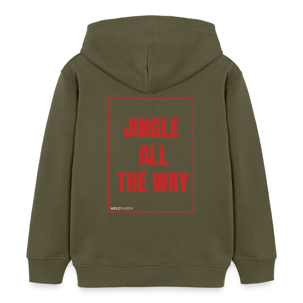 Kinder Hoodie „Jingle All The Way“ – aus 100 % Bio-Baumwolle | 3 - 8 Jahre - Khaki