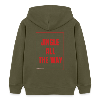 Kinder Hoodie „Jingle All The Way“ – aus 100 % Bio-Baumwolle | 3 - 8 Jahre - Khaki