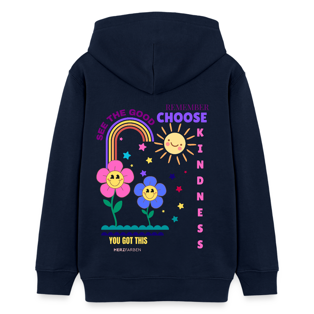 See the Good Kinder Hoodie – Bunter Hoodie mit Regenbogen & Blumen 🌸🌈☀️ - Navy