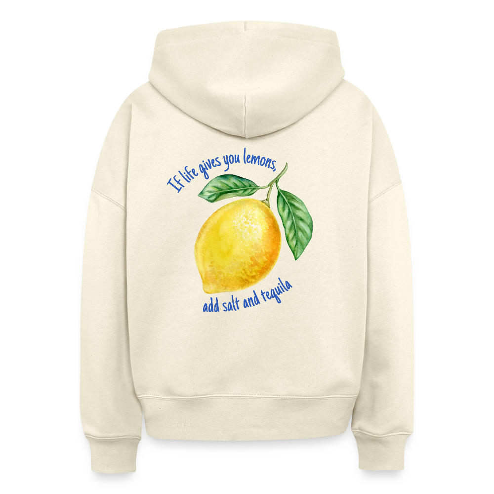 Hoodie „If life gives you lemons“ – Zitronen Hoodie aus 100% Bio-Baumwolle & vegan - Weißgrau