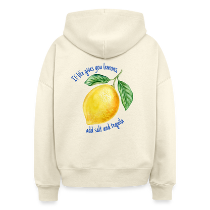 Hoodie „If life gives you lemons“ – Zitronen Hoodie aus 100% Bio-Baumwolle & vegan - Weißgrau