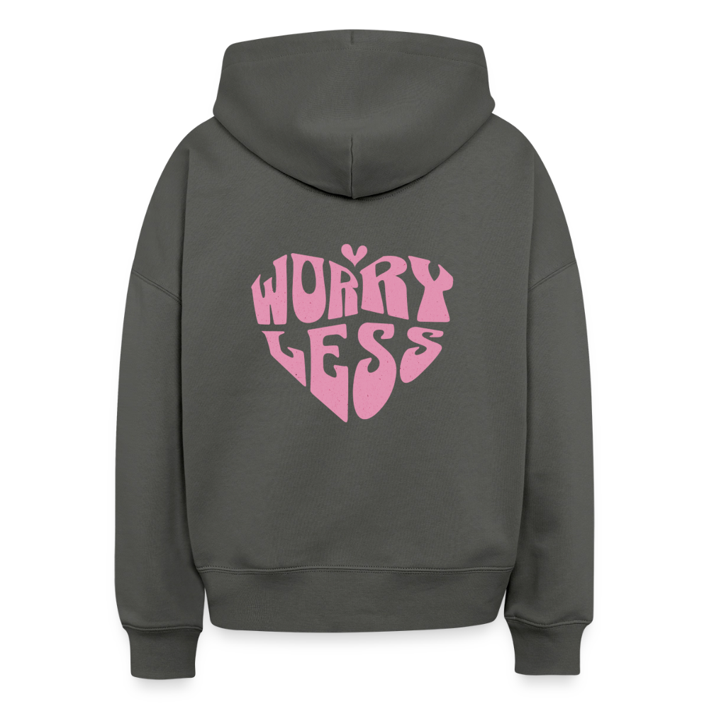 Worry Less Hoodie für Frauen – Stylischer Motivations-Hoodie 100% Bio Baumwolle - Anthrazit