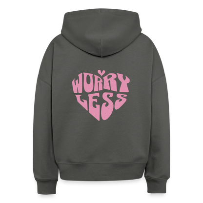 Worry Less Hoodie für Frauen – Stylischer Motivations-Hoodie 100% Bio Baumwolle - Anthrazit