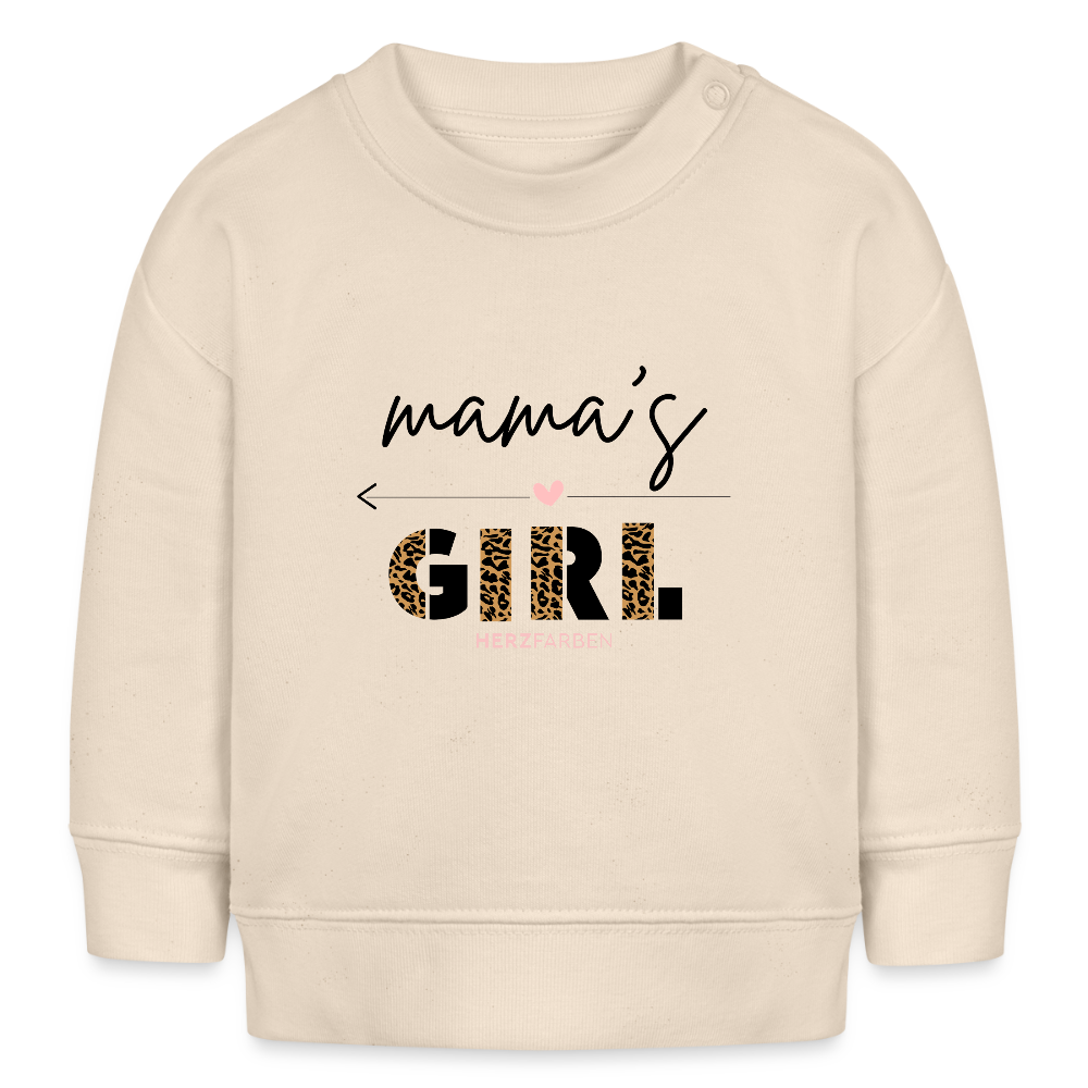Bio Baby Pullover „Mama’s Girl“ – Süßer Baby Sweater mit Leoparden-Print - Weißgrau