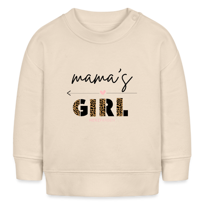 Bio Baby Pullover „Mama’s Girl“ – Süßer Baby Sweater mit Leoparden-Print - Weißgrau