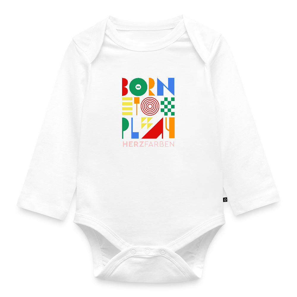 Born to Play Baby Bio Langarm Body – Bunter Babybody für kleine Entdecker - Weiß