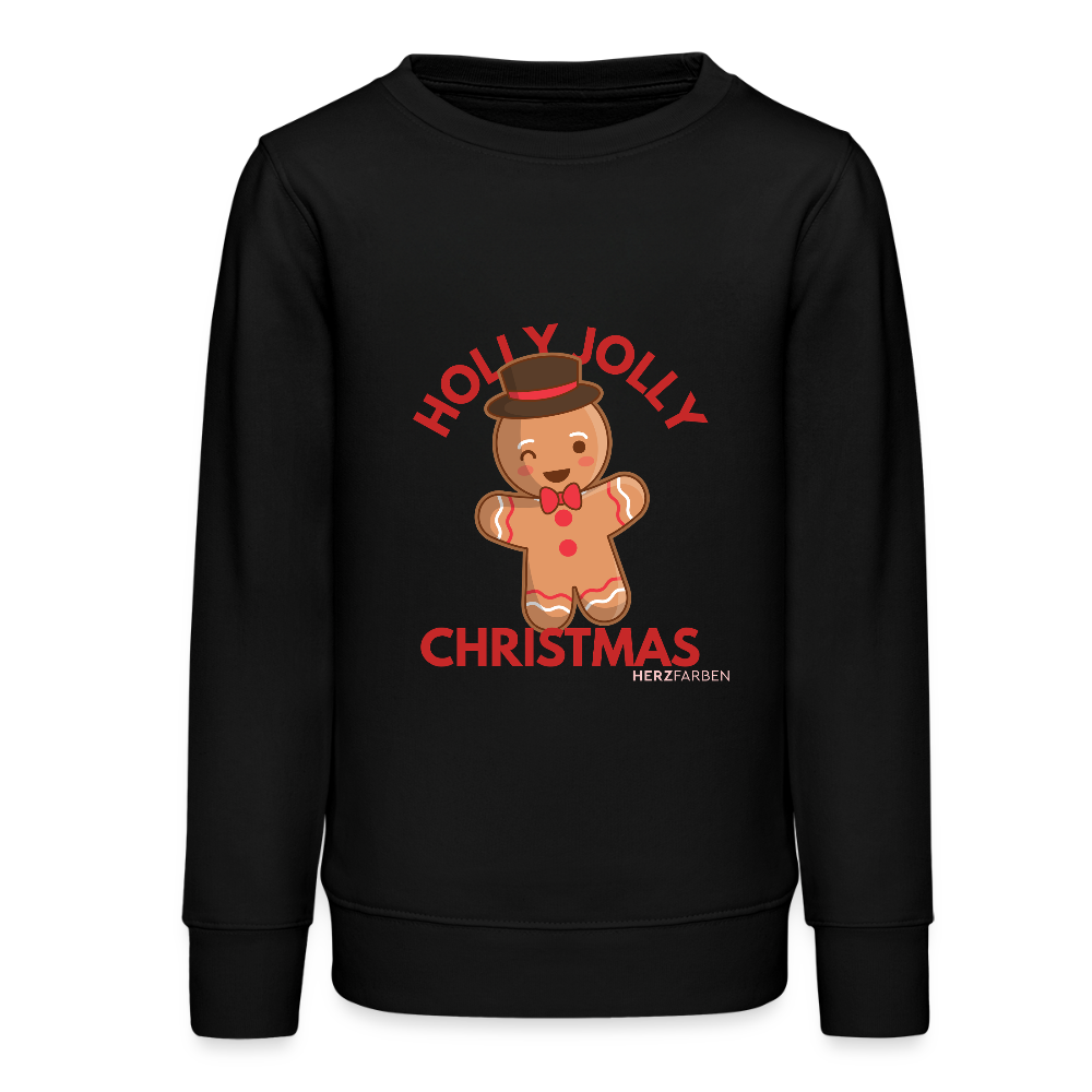 Kinder Sweatshirt „Holly Jolly Christmas“ – aus 100 % Bio-Baumwolle 9 - 13 Jahre - Schwarz