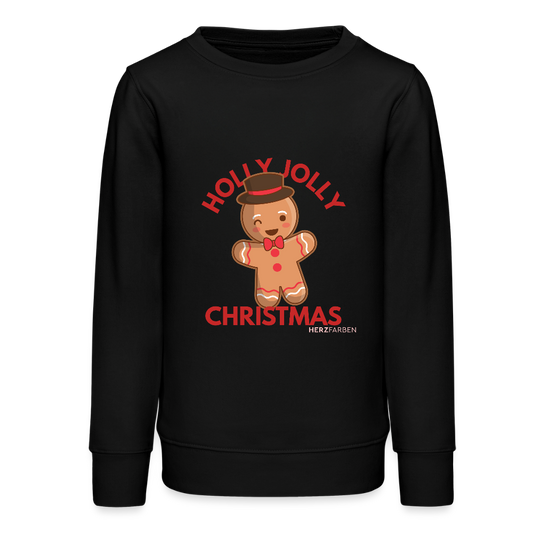Kinder Sweatshirt „Holly Jolly Christmas“ – aus 100 % Bio-Baumwolle 9 - 13 Jahre - Schwarz