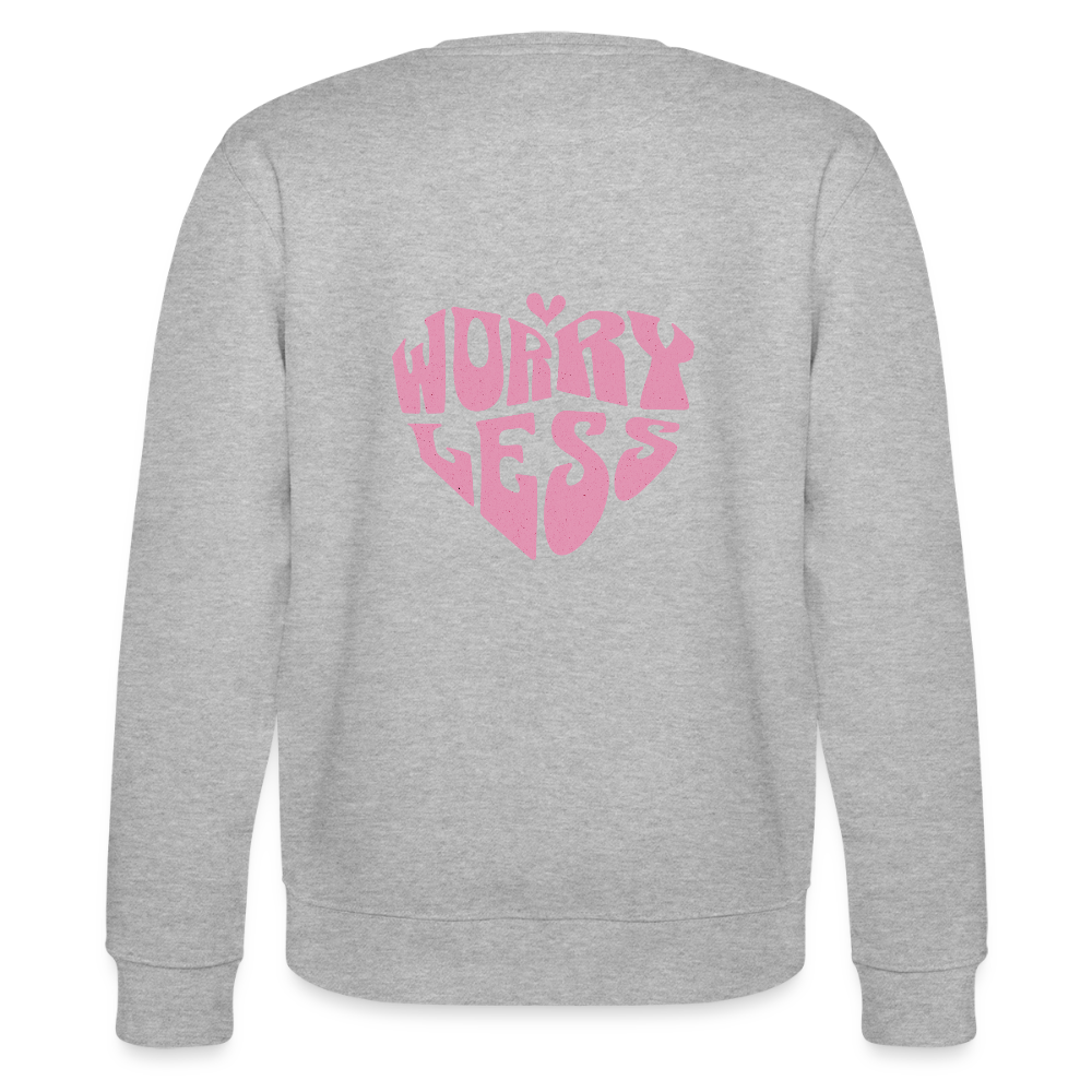 Worry Less Sweater – Statement Pullover mit Herz-Print | Cozy Unisex Sweatshirt für mehr Leichtigkeit - Grau meliert