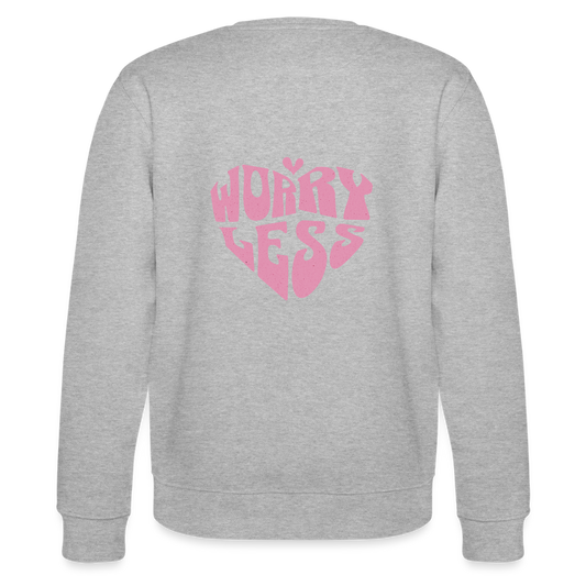 Worry Less Sweater – Statement Pullover mit Herz-Print | Cozy Unisex Sweatshirt für mehr Leichtigkeit - Grau meliert