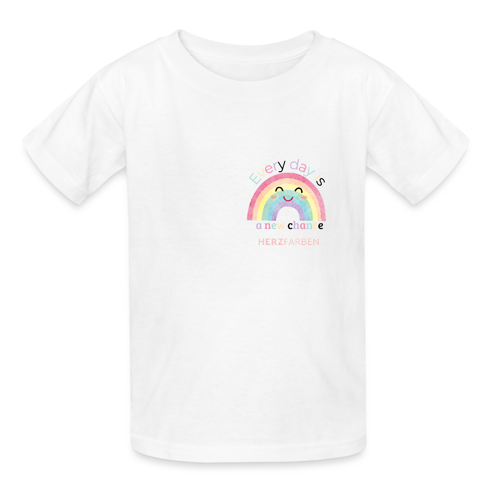 Every Day is a New Chance Kinder T-Shirt – Regenbogen Shirt aus Baumwolle 🌈 - Weiß