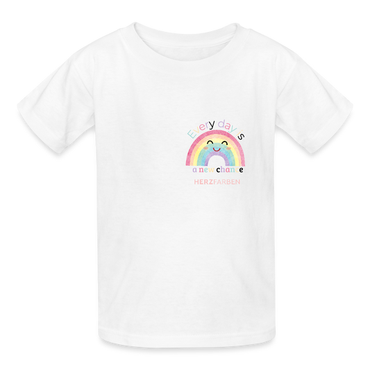 Every Day is a New Chance Kinder T-Shirt – Regenbogen Shirt aus Baumwolle 🌈 - Weiß