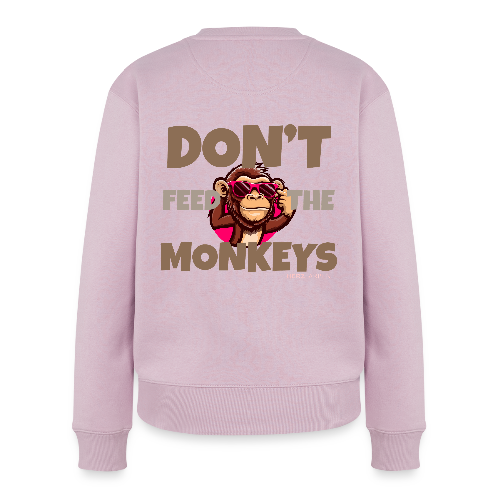 Herzfarben Damen Sweatshirt – DON’T FEED THE MONKEYS | Statement Sweater - Altrosa