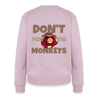 Herzfarben Damen Sweatshirt – DON’T FEED THE MONKEYS | Statement Sweater - Altrosa