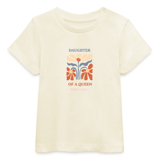Daughter of a Queen Bio Baby Shirt – Nachhaltiges Baumwollshirt mit Blumenmotiv - Weißgrau