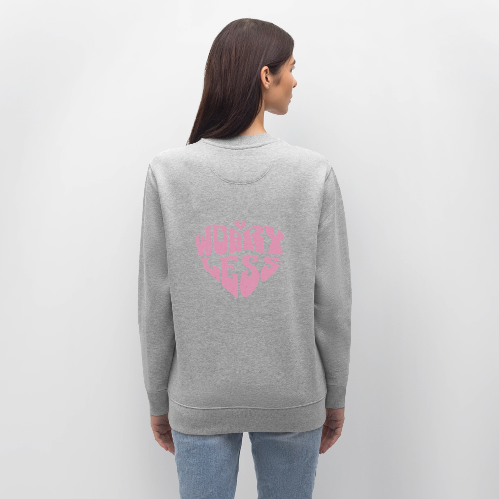 Worry Less Sweater – Statement Pullover mit Herz-Print | Cozy Unisex Sweatshirt für mehr Leichtigkeit - Grau meliert