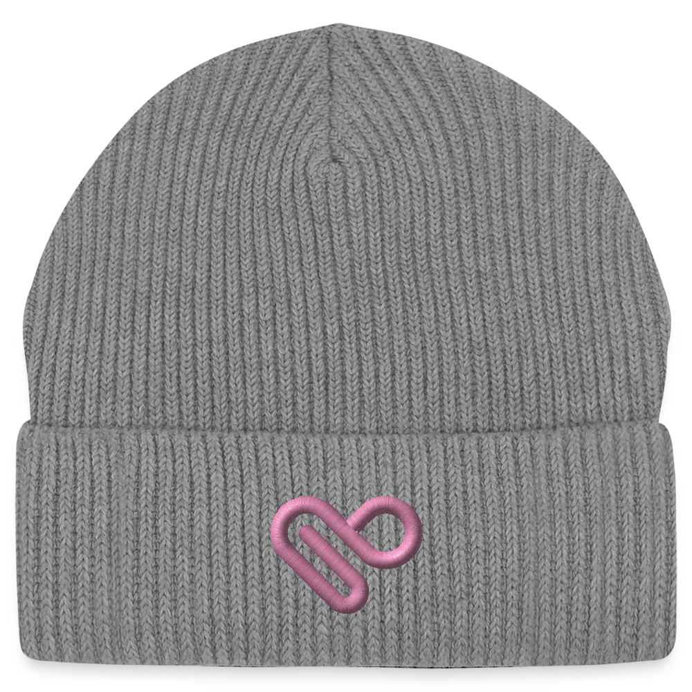 Herzfarben Mütze – Cremefarbene Mütze aus 95 % Bio-Baumwolle & 5 % Elasthan - Hellgrau marmoriert