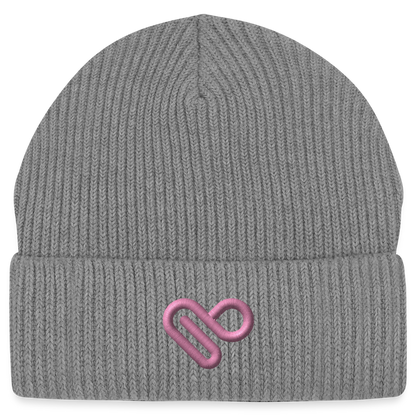 Herzfarben Mütze – Cremefarbene Mütze aus 95 % Bio-Baumwolle & 5 % Elasthan - Hellgrau marmoriert