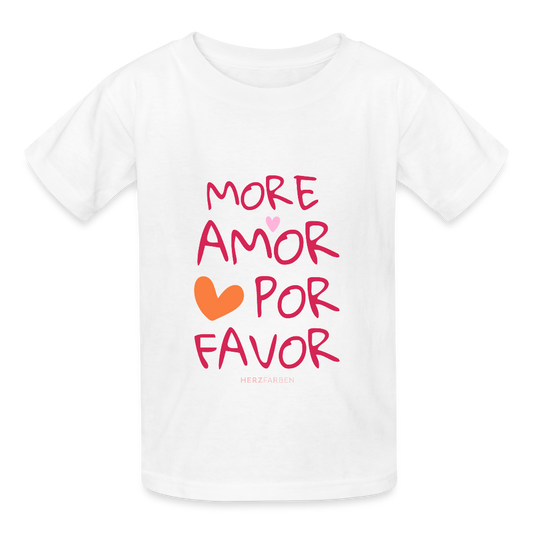 More Amor Por Favor Kinder T-Shirt – 100% Baumwolle, liebevolles Statement-Shirt 💖👕 - Weiß