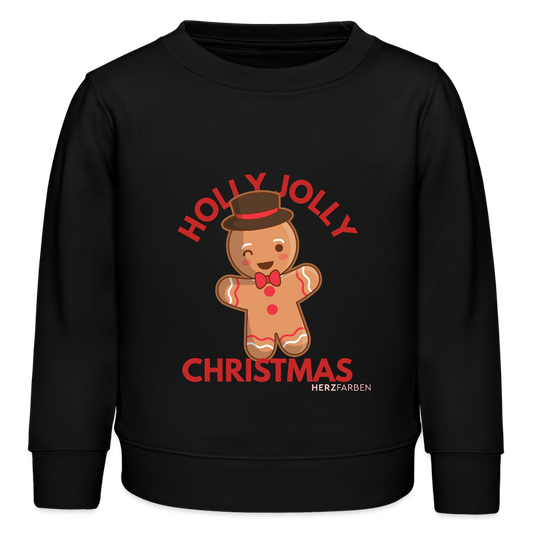 Kinder Sweatshirt „Holly Jolly Christmas“ – aus 100 % Bio-Baumwolle 3 - 8 Jahre - Schwarz