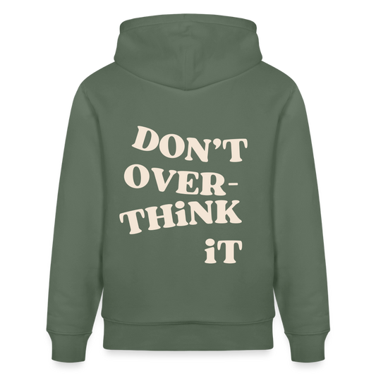 Hoodie „Don’t Overthink It“ – Bio-Baumwolle, nachhaltig & fair - Tanngrün