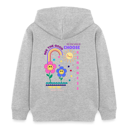 See the Good Kinder Hoodie – Bunter Bio Hoodie mit Regenbogen & Blumen 🌸🌈☀️ - Grau meliert