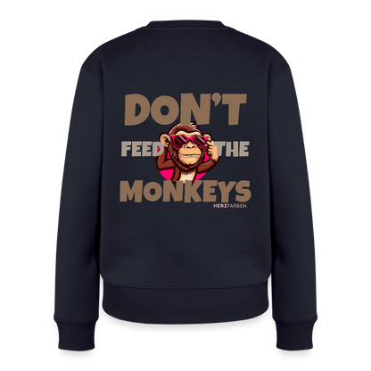 Herzfarben Damen Sweatshirt – DON’T FEED THE MONKEYS | Statement Sweater - Navy