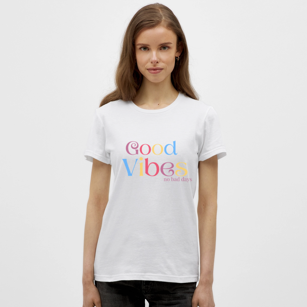 Good Vibes T-Shirt – No Bad Days | Buntes Statement Shirt für positive Energie & gute Laune - Weiß