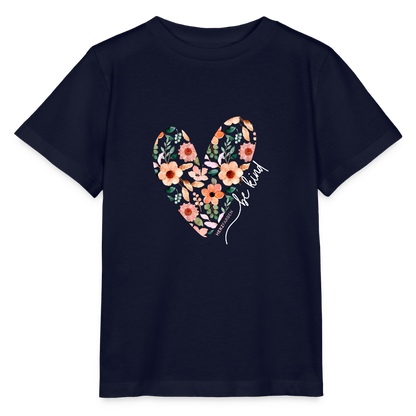 Herzfarben Kinder T-Shirt „Be Kind“ – Kindershirt aus 100 % Bio-Baumwolle (2–8 Jahre) - Navy