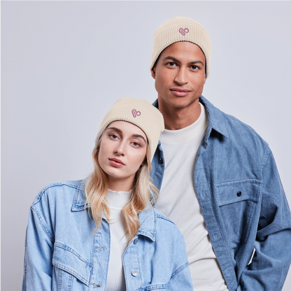 Herzfarben Mütze – Cremefarbene Mütze aus 95 % Bio-Baumwolle & 5 % Elasthan - Weißgrau