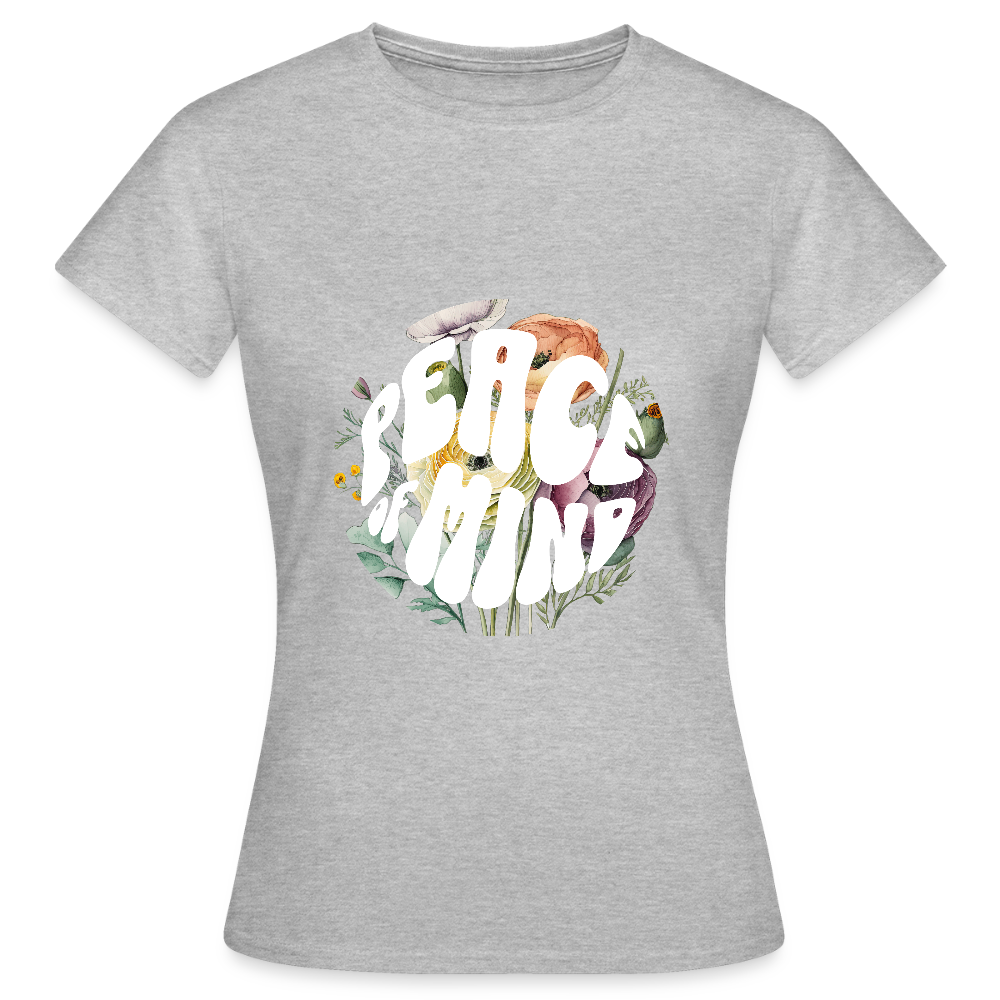 Peace of Mind T-Shirt – Boho Floral Retro Shirt | Achtsamkeit & innere Ruhe Design - Grau meliert