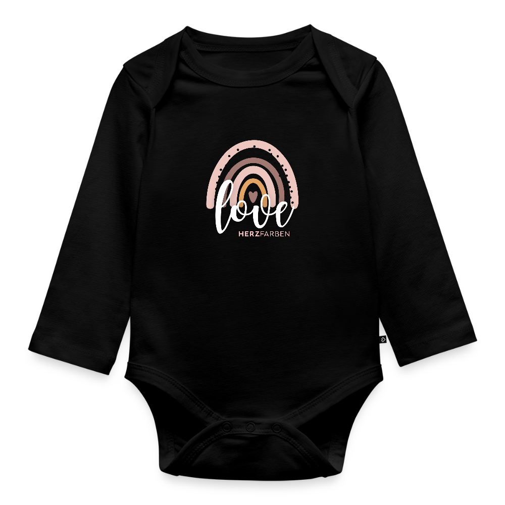 Love Baby Bio Langarm Body – Nachhaltiger Babybody mit Regenbogen-Print - Schwarz