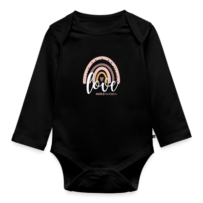 Love Baby Bio Langarm Body – Nachhaltiger Babybody mit Regenbogen-Print - Schwarz