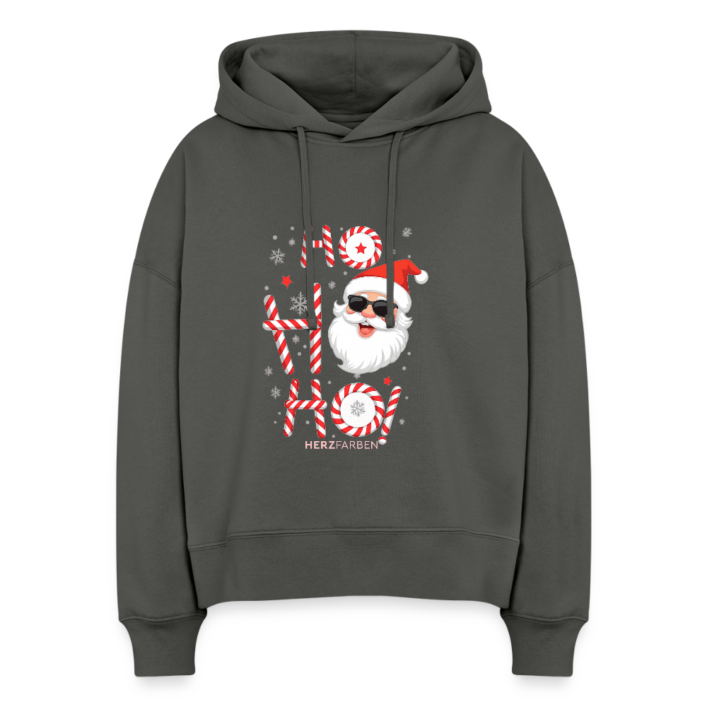 Hoodie „Ho Ho Ho Santa“ – aus 100 % Bio-Baumwolle & vegan - Anthrazit