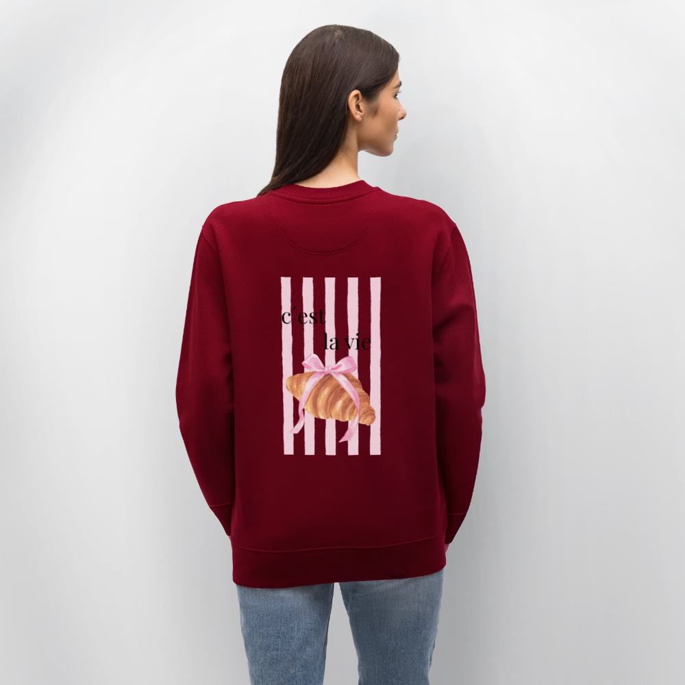 Sweatshirt „C’est la vie“ – French Chic Design aus 100 % Bio-Baumwolle - Burgunderrot