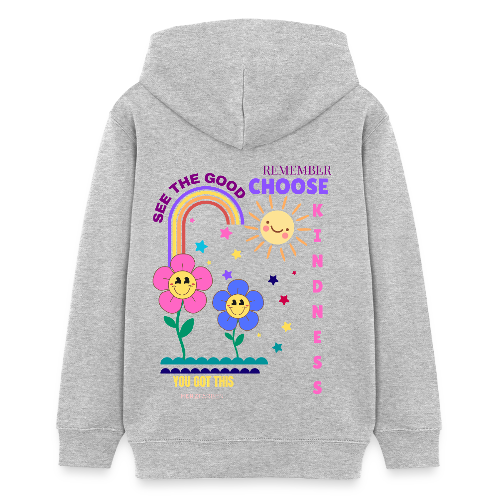 See the Good Kinder Hoodie – Bunter Hoodie mit Regenbogen & Blumen 🌸🌈☀️ - Grau meliert