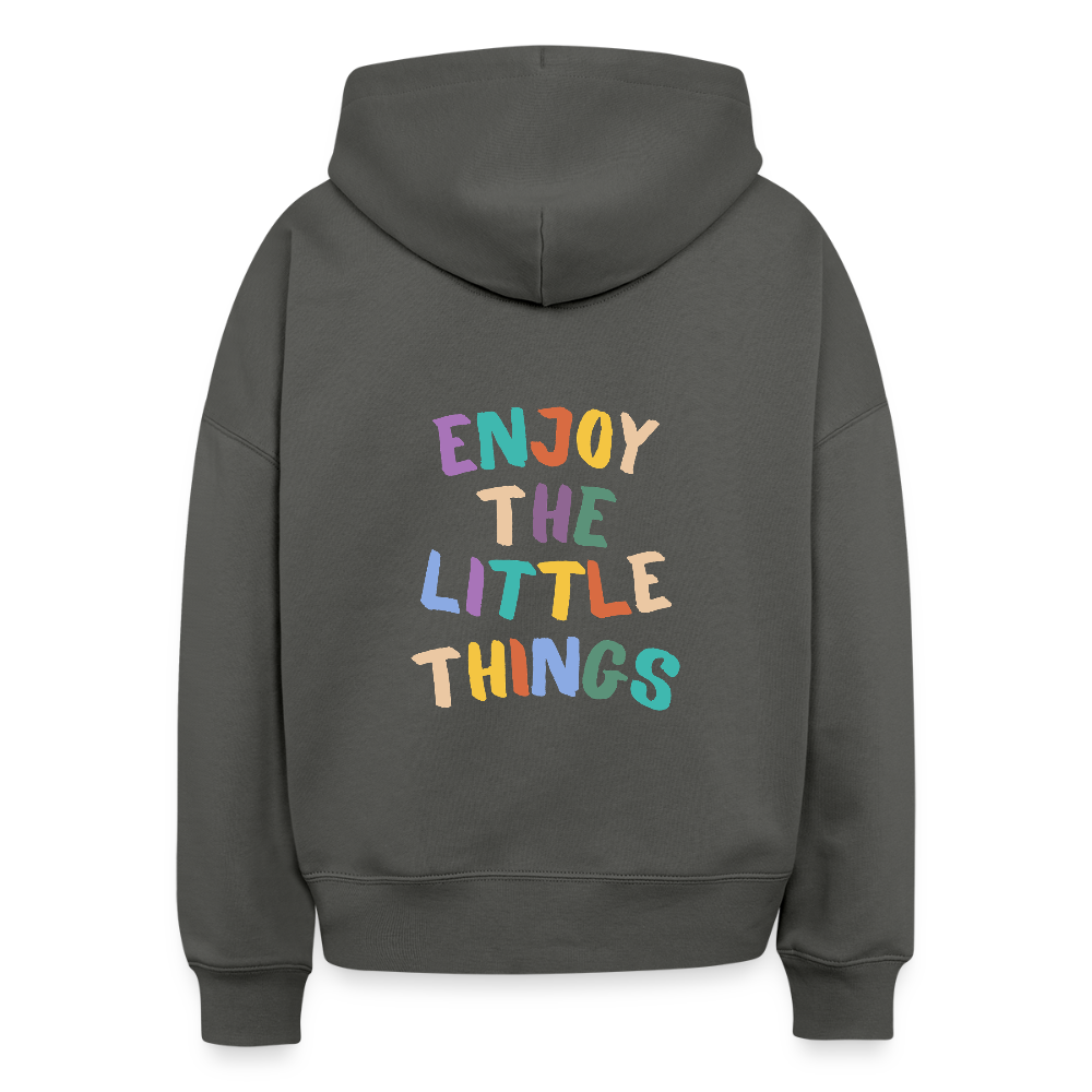 Bio Hoodie „Enjoy the little things“ – Nachhaltiger Kapuzenpullover aus 100% Bio-Baumwolle - Anthrazit