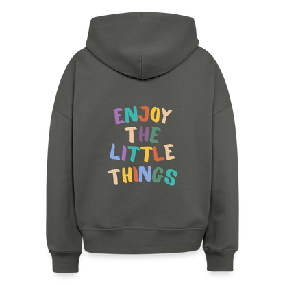 Bio Hoodie „Enjoy the little things“ – Nachhaltiger Kapuzenpullover aus 100% Bio-Baumwolle - Anthrazit