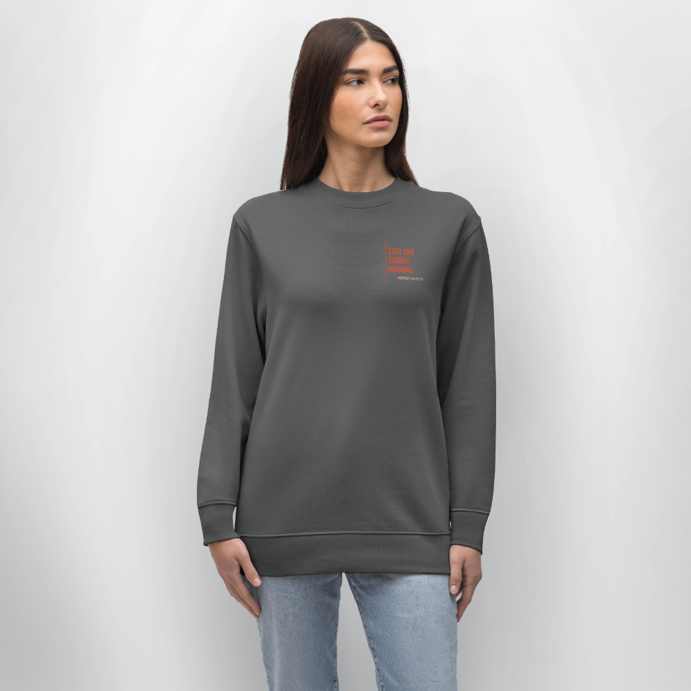 Sweatshirt „Easy Like Sunday Morning“ – Minimal Design aus 100 % Bio-Baumwolle - Anthrazit