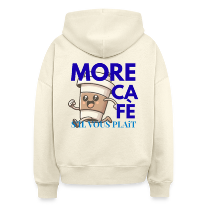 Hoodie „More Café, s’il vous plaît“ – Lustiger Kaffee Hoodie aus 100 % Bio-Baumwolle & vegan - Weißgrau