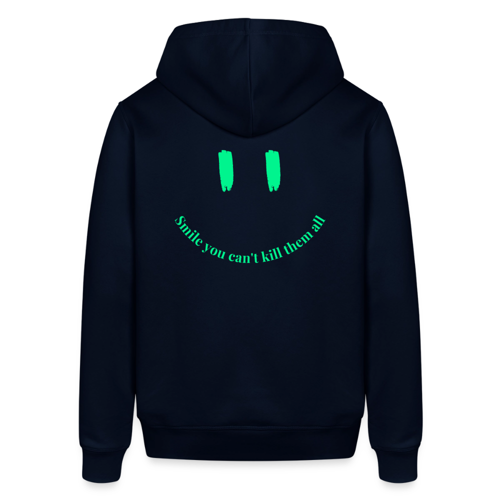 Hoodie „Smile You Can’t Kill Them All“ – Statement Hoodie aus Bio Baumwolle - Navy
