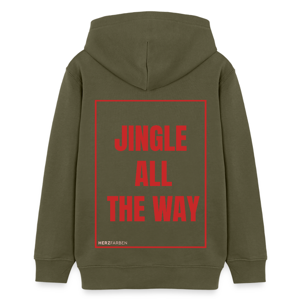 Kinder Hoodie „Jingle All The Way“ – aus 100 % Bio-Baumwolle | 9 - 13 Jahre - Khaki