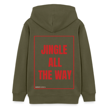 Kinder Hoodie „Jingle All The Way“ – aus 100 % Bio-Baumwolle | 9 - 13 Jahre - Khaki