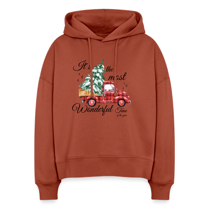 Hoodie „Red Christmas Truck“ 🎄🚛 | Weihnachtspulli | 100% Bio-Baumwolle - Terrakotta